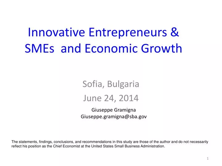 innovative entrepreneurs smes and economic growth
