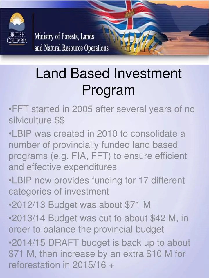 land based investment program