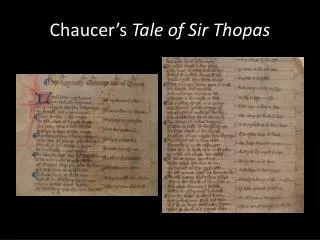 Chaucer’s Tale of Sir Thopas