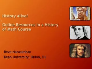History Alive! Online Resources in a History of Math Course