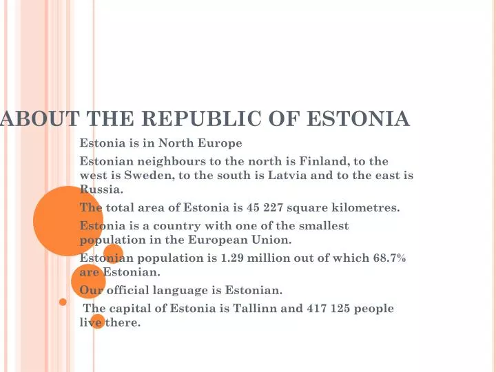 about the republic of estonia