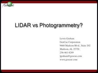 LIDAR vs Photogrammetry?
