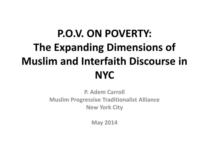 p o v on poverty the expanding dimensions of muslim and interfaith discourse in nyc