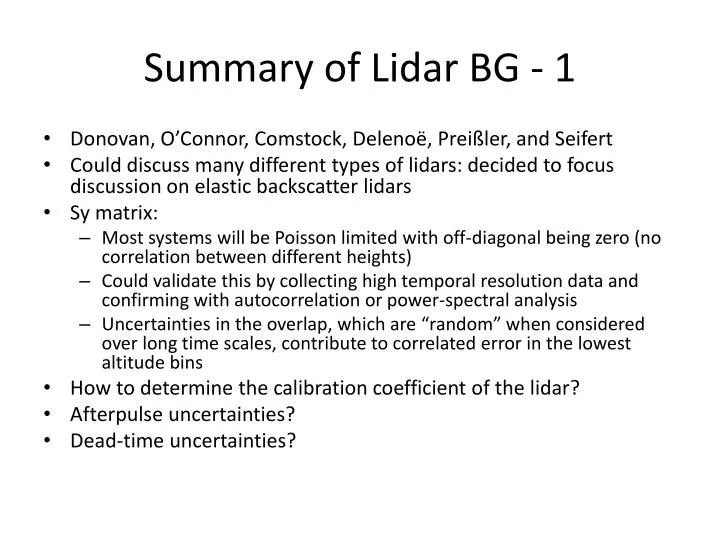 summary of lidar bg 1
