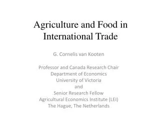 Agriculture and Food in International Trade