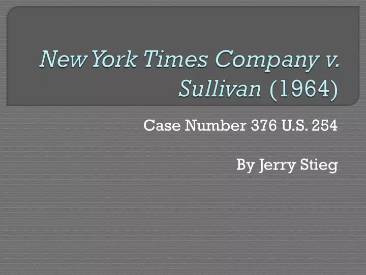 new york times company v sullivan 1964