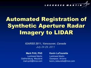 Automated Registration of Synthetic Aperture Radar Imagery to LIDAR