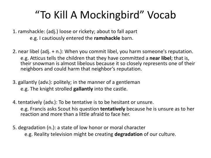 to kill a mockingbird vocab
