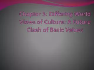 Chapter 5: Differing World Views of Culture: A Future Clash of Basic Values