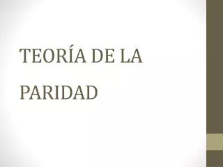teor a de la paridad