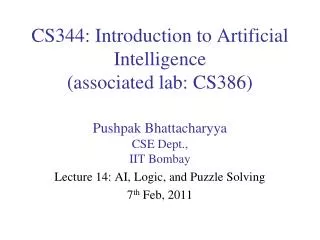 cs344 introduction to artificial intelligence associated lab cs386