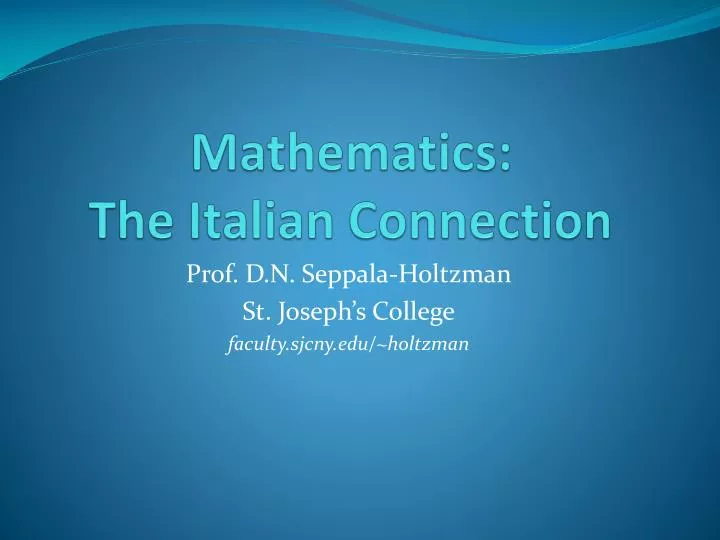 mathematics the italian connection