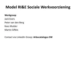 model ri e sociale werkvoorziening