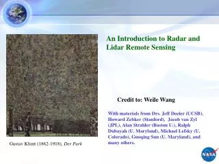 An Introduction to Radar and Lidar Remote Sensing