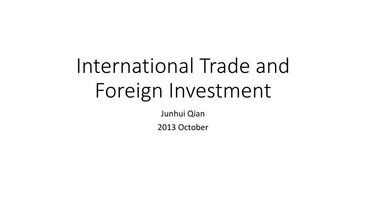 international trade and foreign investment