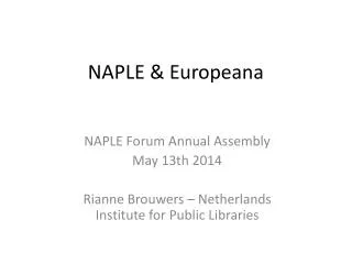 NAPLE &amp; Europeana