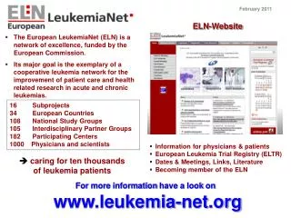 Information for physicians &amp; patients European Leukemia Trial Registry (ELTR)