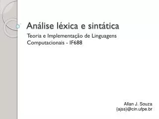 an lise l xica e sint tica