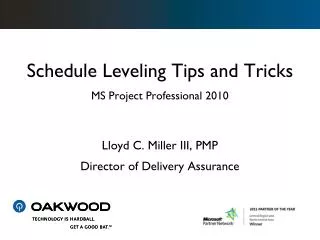Schedule Leveling Tips and Tricks MS Project Professional 2010
