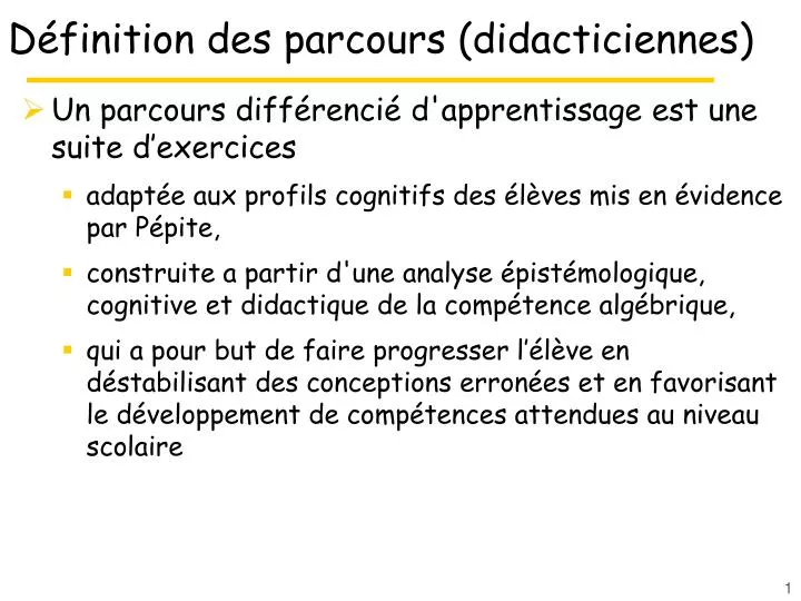 d finition des parcours didacticiennes