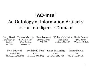 IAO-Intel An Ontology of Information Artifacts in the Intelligence Domain