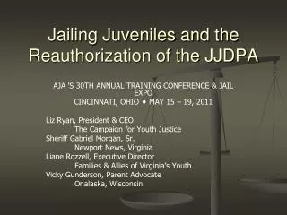 Jailing Juveniles and the Reauthorization of the JJDPA