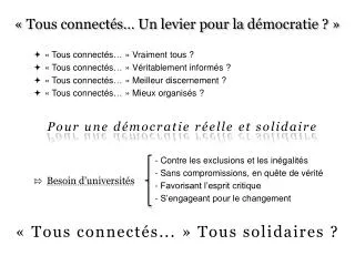 « Tous connectés … Un levier pour la démocratie ? »