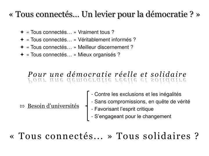 tous connect s un levier pour la d mocratie