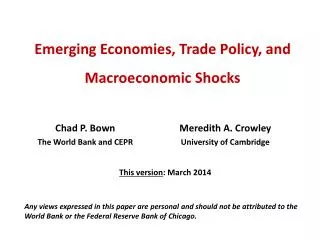 Emerging Economies, Trade Policy, and Macroeconomic Shocks