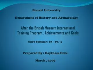 Birzeit University Department of History and Archaeology