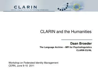 CLARIN and the Humanities