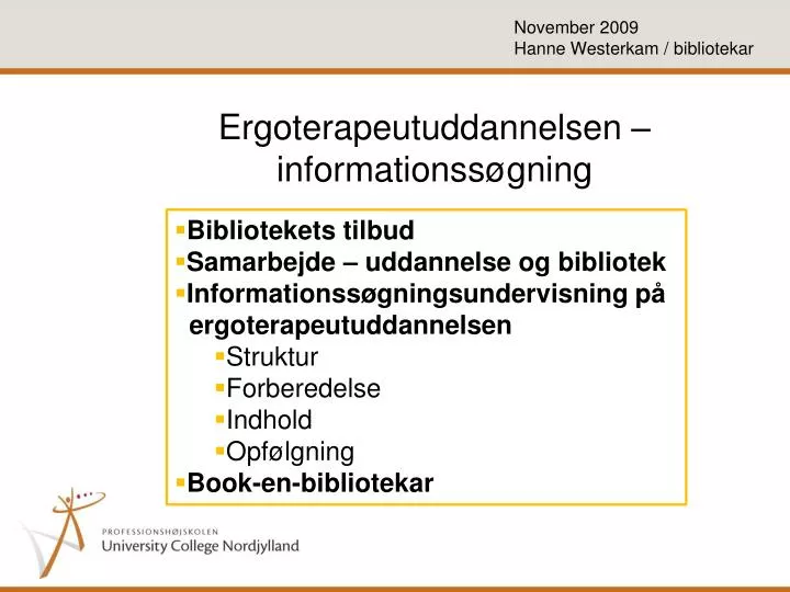 ergoterapeutuddannelsen informationss gning