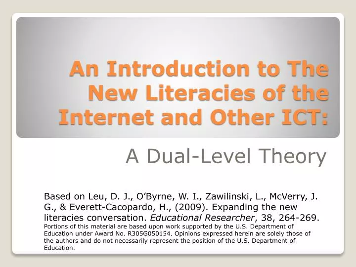 an introduction to the new literacies of the internet and other ict
