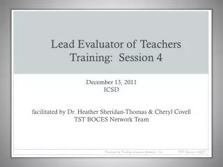 Lead Evaluator of Teachers Training: Session 4