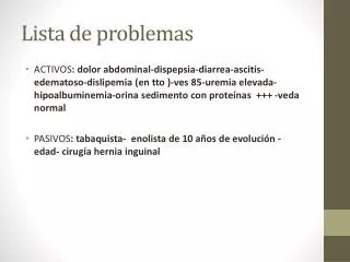 lista de problemas