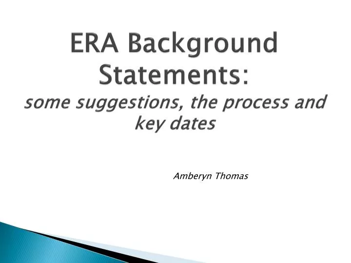 era background statements some suggestions the process and key dates