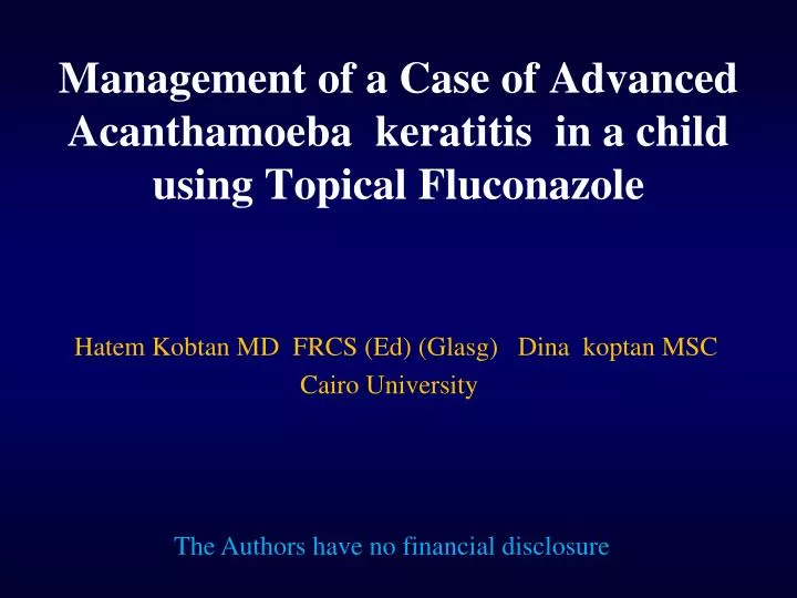 management of a case of advanced acanthamoeba keratitis in a child using topical f luconazole