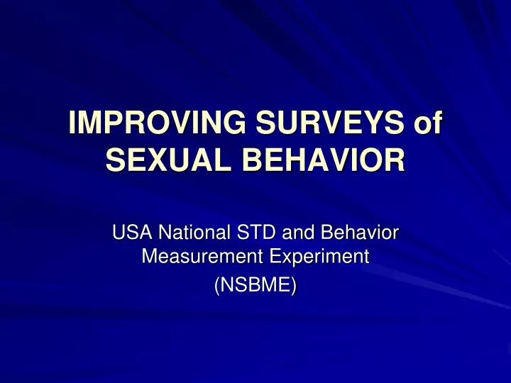 improving surveys of sexual behavior