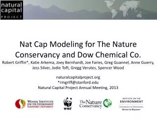 Nat Cap Modeling for The Nature Conservancy and Dow Chemical Co.