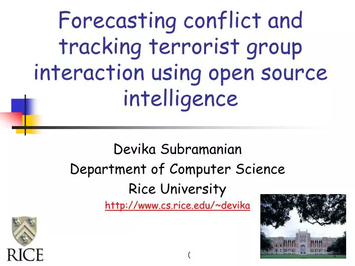 forecasting conflict and tracking terrorist group interaction using open source intelligence