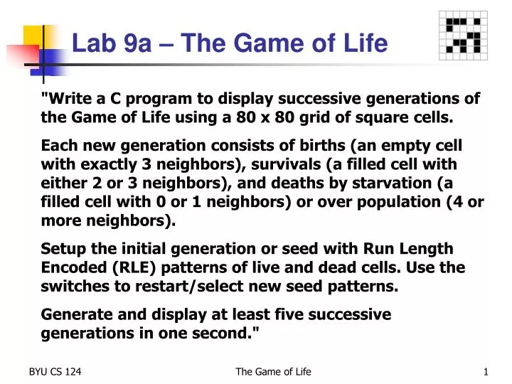 lab 9a the game of life