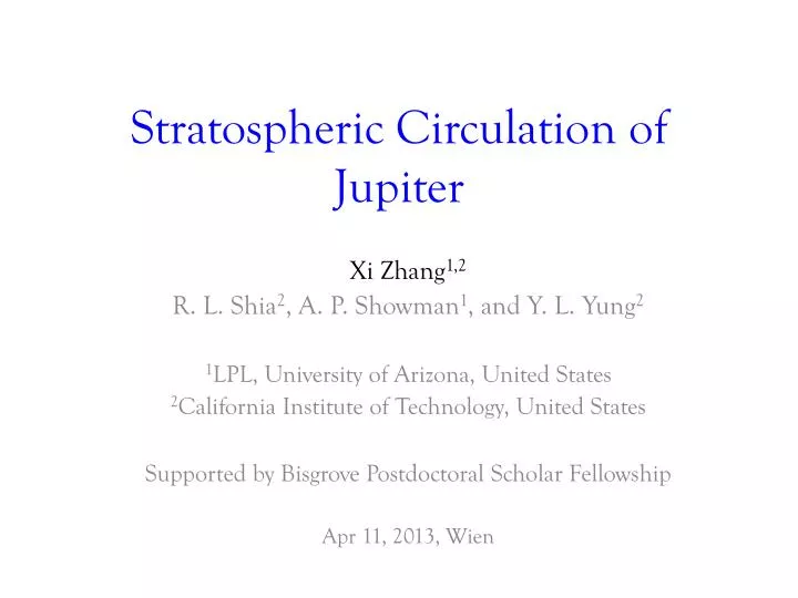 stratospheric circulation of jupiter