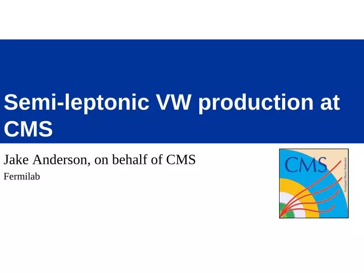 semi leptonic vw production at cms