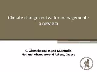 Climate change and water management : a new era
