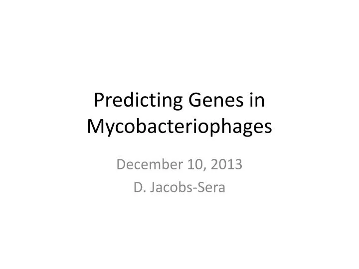 predicting genes in mycobacteriophages