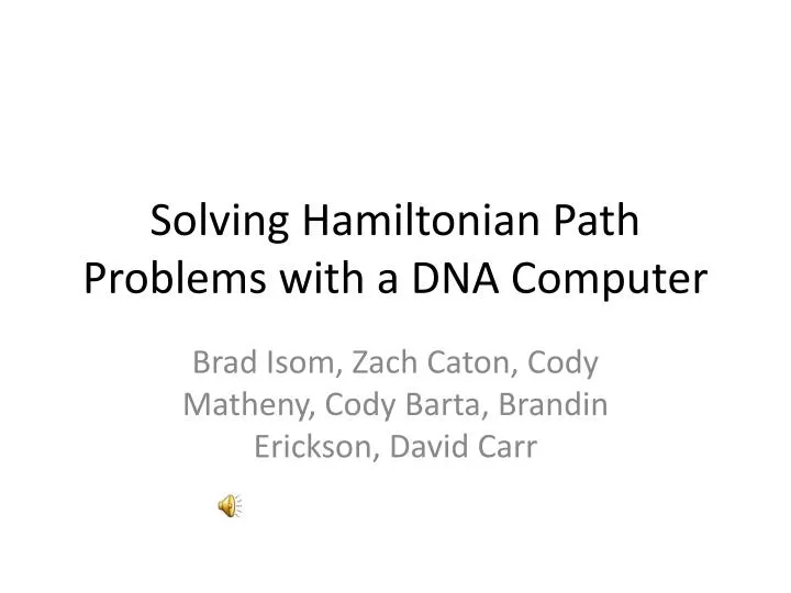 solving hamiltonian path problems with a dna computer