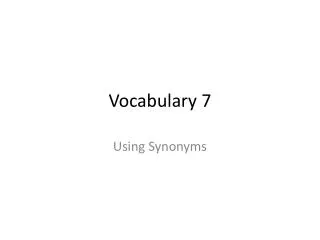 Vocabulary 7