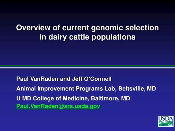 overview of current genomic selection in dairy cattle populations