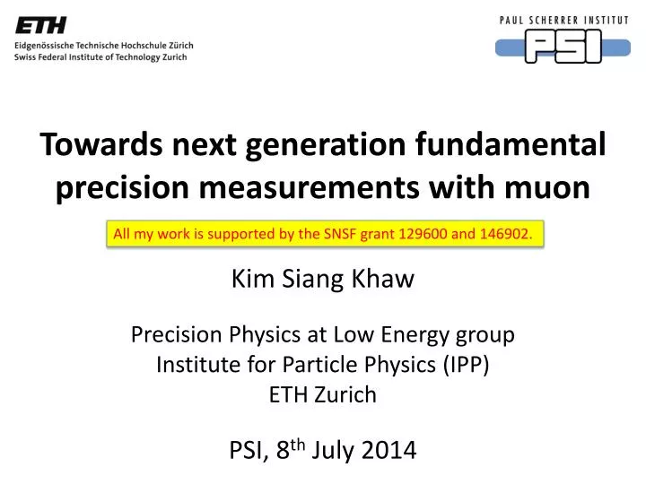 towards next generation fundamental precision measurements with muon