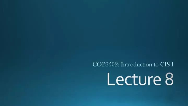 cop3502 introduction to cis i